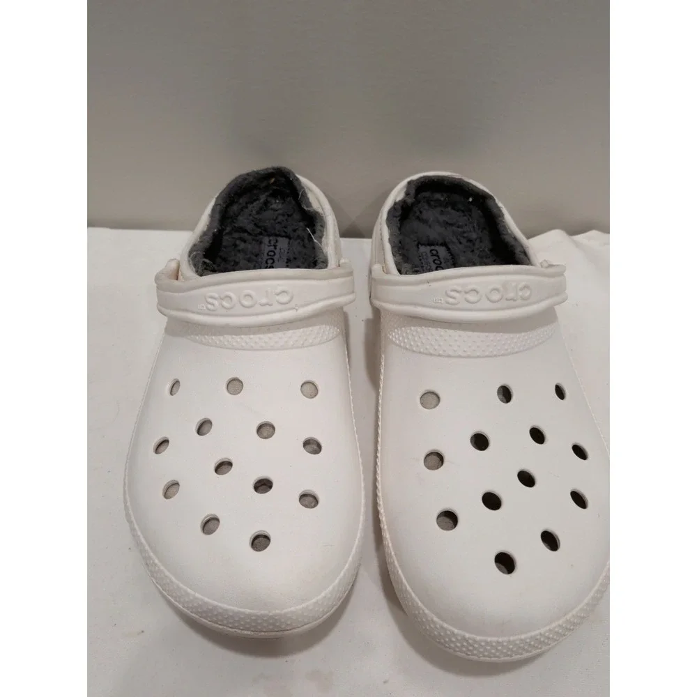 CROCS Classic Lined Clogs Unisex Size US M10 W12 White Grey with Tags